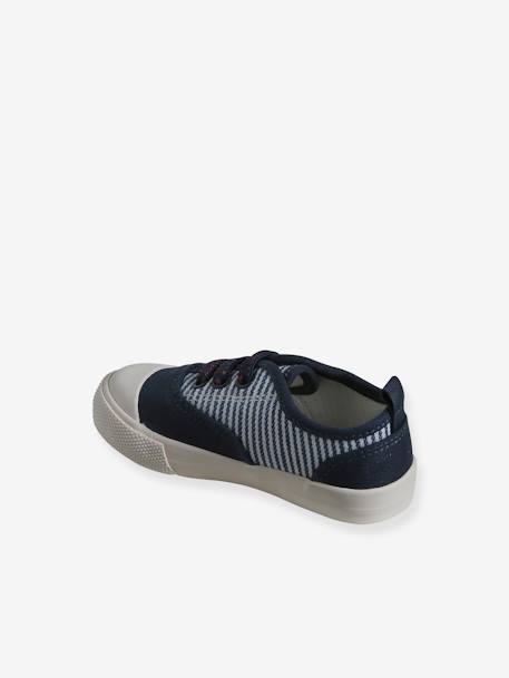 Gestreepte babysneakers van canvas met elastische veters blauw, gestreept - vertbaudet enfant 