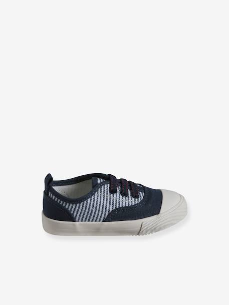 Gestreepte babysneakers van canvas met elastische veters blauw, gestreept - vertbaudet enfant 