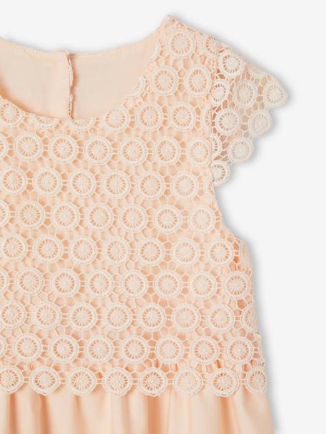 Robe cérémonie fille effet 2 en 1 haut en macramé ivoire+rose nude - vertbaudet enfant 