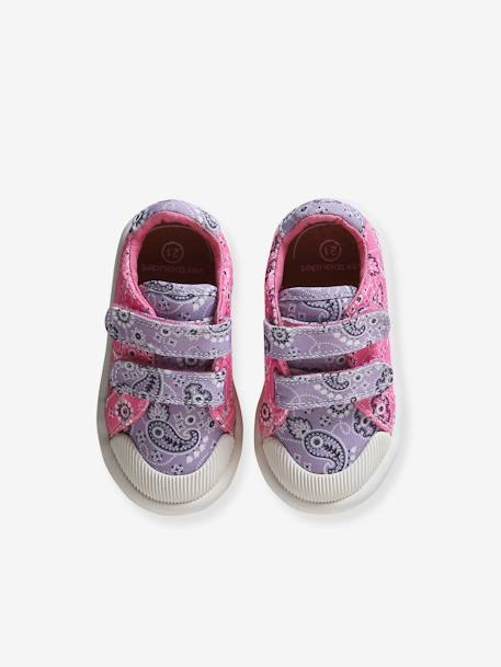 Stoffen tennisschoenen met klittenband voor babymeisjes groen madeliefjesprint+ijsblauw+paars, bedrukt+roze, bedrukt+veel roze+WIT - vertbaudet enfant 