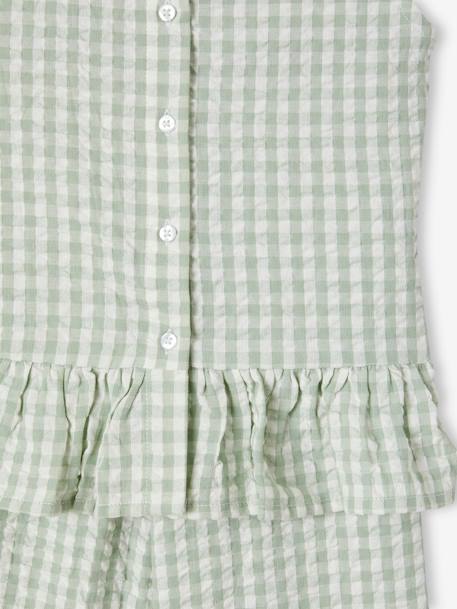 Meisjesset blouse + 7/8e broek saliegroen+snoepjesroze - vertbaudet enfant 