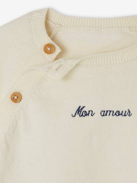Pull bébé en tricot ouverture naissance écru - vertbaudet enfant 