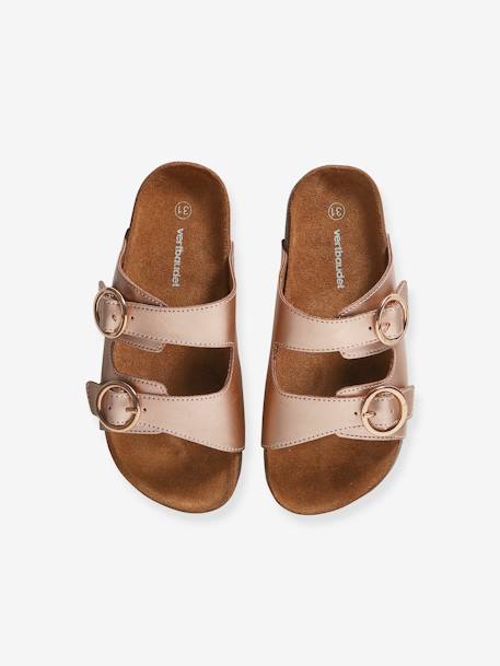 Verstelbare junior sandalen met dubbele bandjes goud - vertbaudet enfant 