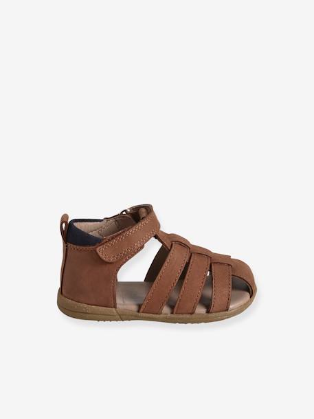 Lederen jongenssandalen voor de eerste stapjes bruin+marineblauw+veel beige - vertbaudet enfant 