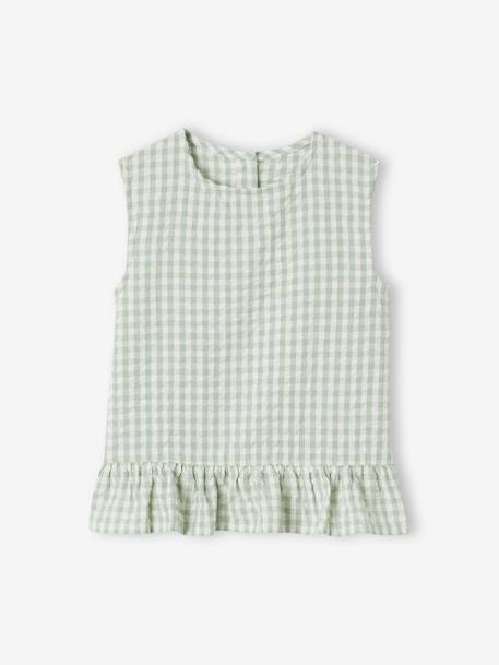 Meisjesset blouse + 7/8e broek saliegroen+snoepjesroze - vertbaudet enfant 