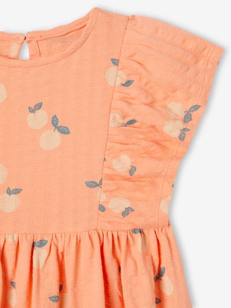 Robe en maille reliéfée fille mandarine+rose bonbon - vertbaudet enfant 
