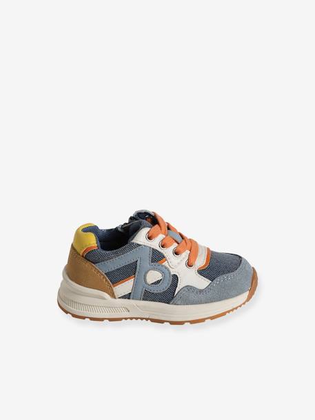 Baskets lacées et zippées bébé bleu jean+écru - vertbaudet enfant 