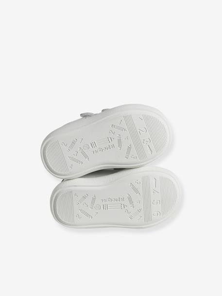 Baskets scratchées en cuir bébé blanc+marine+rose poudré - vertbaudet enfant 