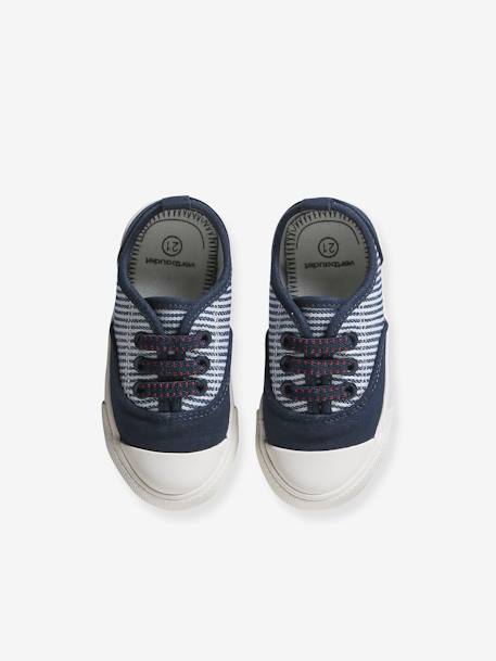 Gestreepte babysneakers van canvas met elastische veters blauw, gestreept - vertbaudet enfant 