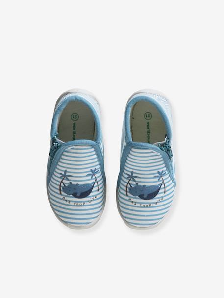 Chaussons bébé textile zippés rayé bleu - vertbaudet enfant 