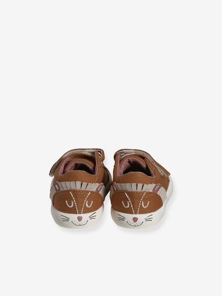 Stoffen sneakers met klittenband babyjongen beige, bedrukt+donkerbruin - vertbaudet enfant 