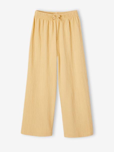 Pantalon large effet gaufré fille corail+jaune pâle - vertbaudet enfant 
