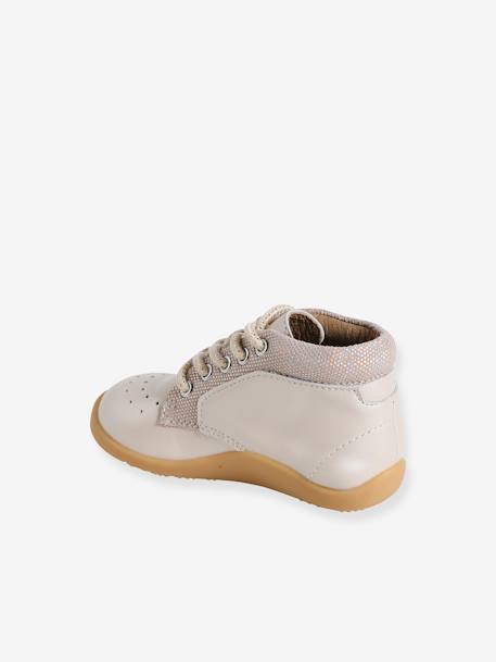 Chaussures premiers pas bébé lacets beige irisé+camel+MARRON CLAIR UNI - vertbaudet enfant 