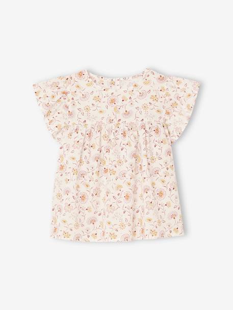 Ensemble blouse à fleurs et short en gaze de coton fille jaune pastel+vanille - vertbaudet enfant 