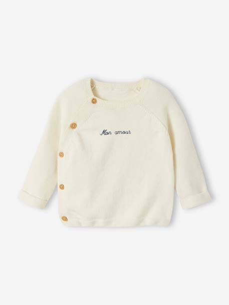 Pull bébé en tricot ouverture naissance écru - vertbaudet enfant 
