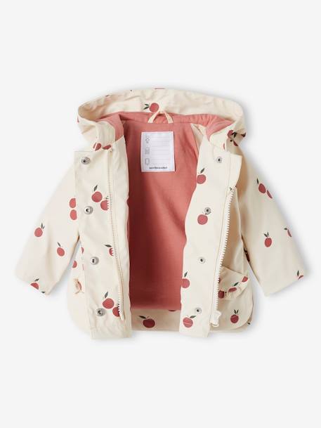 Ciré bébé fille à capuche écru+vert céladon imprimé - vertbaudet enfant 