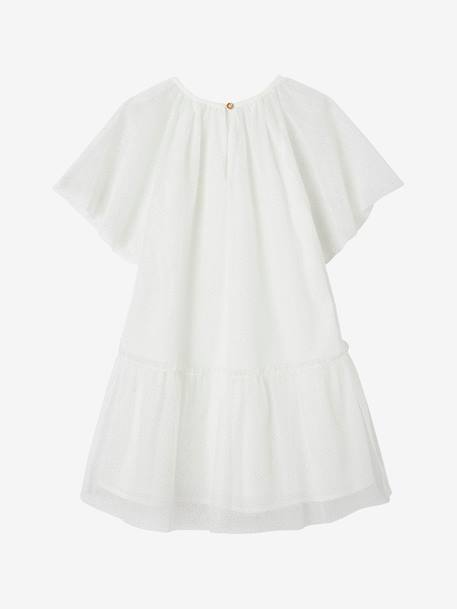 Robe cérémonie en tulle à paillettes fille manches papillon écru - vertbaudet enfant 