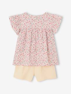 Meisje-Set blouse met bloemen en short van katoengaas voor meisjes