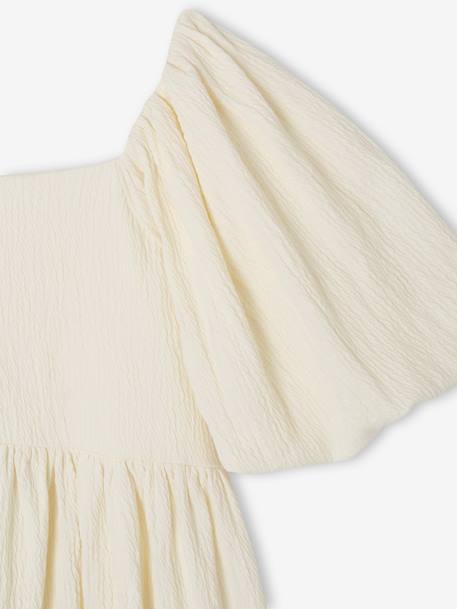 Gesmokte nette meisjesjurk in reliëfstof lichtroze+saliegroen+vanille - vertbaudet enfant 