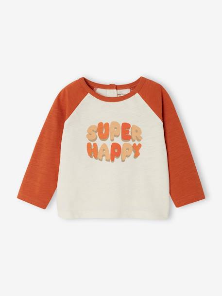 Baby colorblock T-shirt met lange mouwen roest - vertbaudet enfant 
