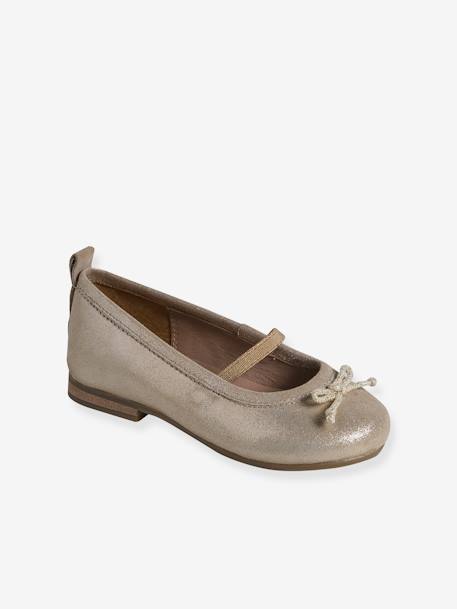 Ballerina's in metallic leer voor meisjes goud - vertbaudet enfant 