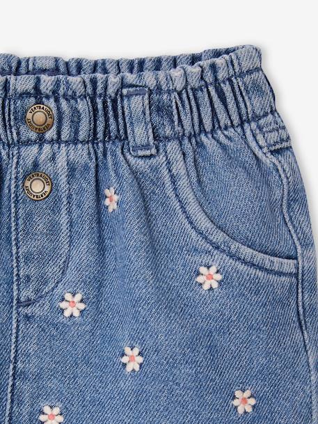 Baby denim short met madeliefborduursel double stone+stone - vertbaudet enfant 