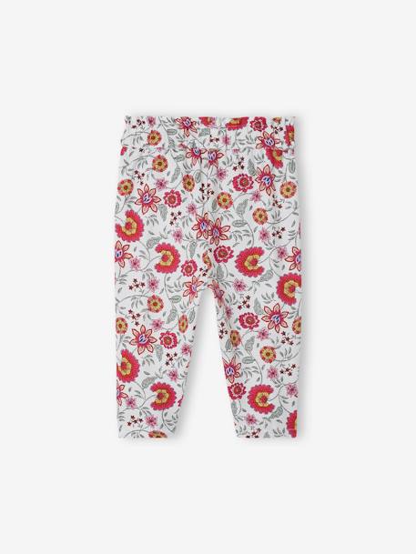 Pantalon fleuri bébé taille élastiquée écru - vertbaudet enfant 