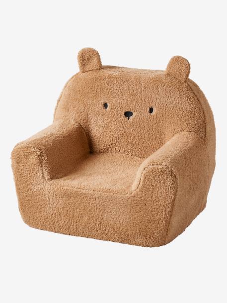 Fauteuil en mousse et sherpa Ourson camel+écru - vertbaudet enfant 