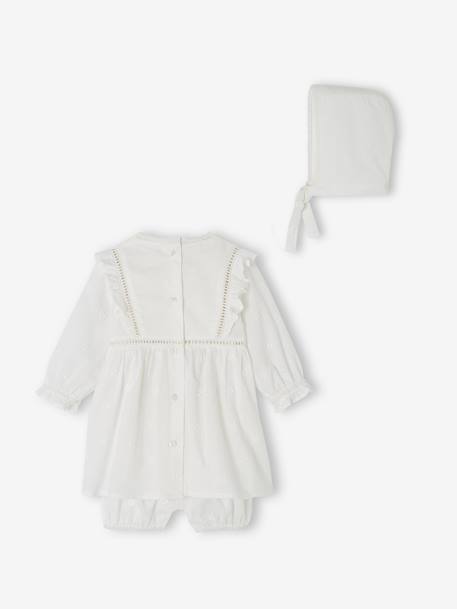 Ensemble cérémonie bébé : robe, bloomer et béguin blanc - vertbaudet enfant 