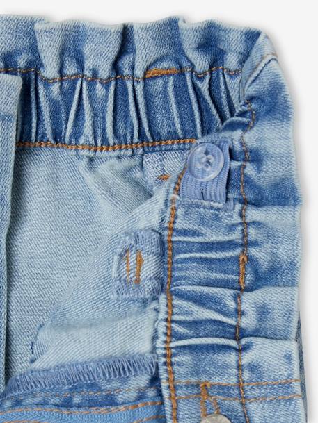 Onverwoestbare jeans in paperbagstijl voor meisjes double stone - vertbaudet enfant 