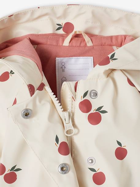 Ciré bébé fille à capuche écru+vert céladon imprimé - vertbaudet enfant 