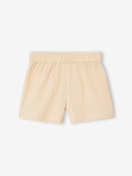 Ensemble fille blouse short en gaze de coton jaune pastel+lilas+vanille+vert sauge - vertbaudet enfant 