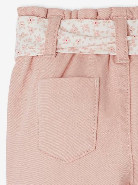 Paperbag babybroek met riem korstmos+lichtroze - vertbaudet enfant 
