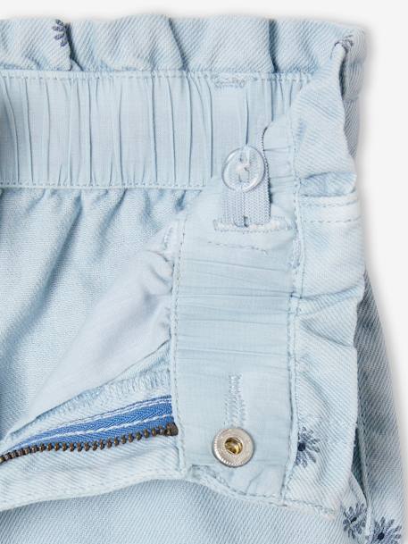 Pantalon large à fleurs style paperbag fille bleu imprimé - vertbaudet enfant 