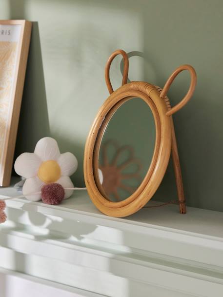 Miroir en rotin Ourson à poser beige - vertbaudet enfant 