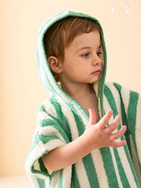 Poncho de bain bébé à rayures personnalisable - vert