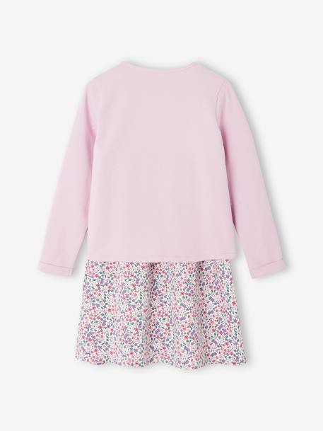 Set jurk + cardigan voor meisje rozen+zachtpaars - vertbaudet enfant 