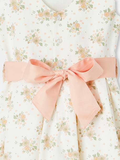 Feestelijke meisjesjurk met aquarel bloemmotieven aan de onderkant blauw+roze, bedrukt+wit, bedrukt - vertbaudet enfant 