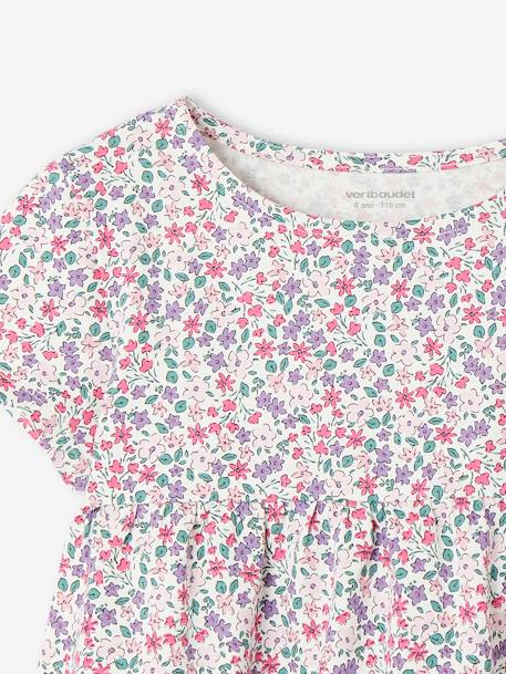 Set jurk + cardigan voor meisje rozen+zachtpaars - vertbaudet enfant 