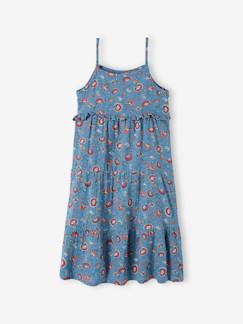 Lange jurk met schouderbandjes van katoengaas meisjes  - vertbaudet enfant