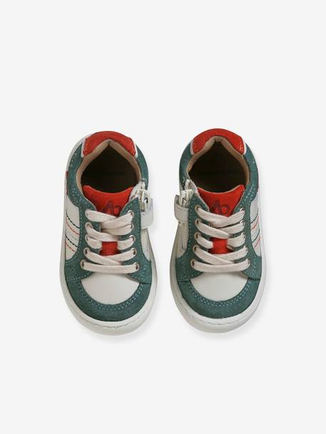 Baskets cuir bébé lacées et zippées écru - vertbaudet enfant 