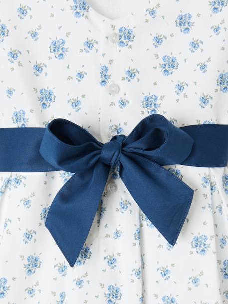 Robe de cérémonie motifs fleurs fille bleu imprimé+écru+rose imprimé - vertbaudet enfant 