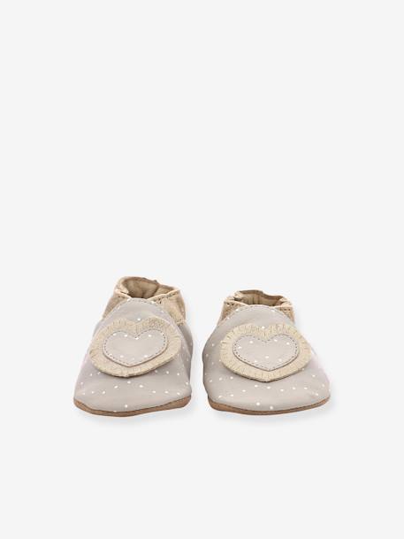 Chaussons cuir souple bébé Baby tiny heart ROBEEZ© gris - vertbaudet enfant 