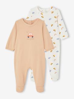 Baby-Pyjama,  overpyjama-Set van 2 "auto" slaappakjes newborn van jersey