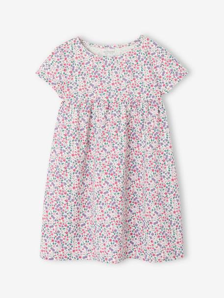 Ensemble fille robe + gilet mauve+rose imprimé - vertbaudet enfant 