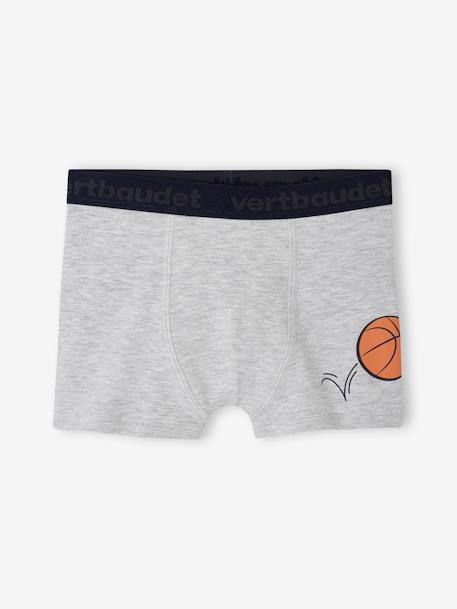 Lot de 5 boxers stretch basket garçon en coton bio gris chiné - vertbaudet enfant 