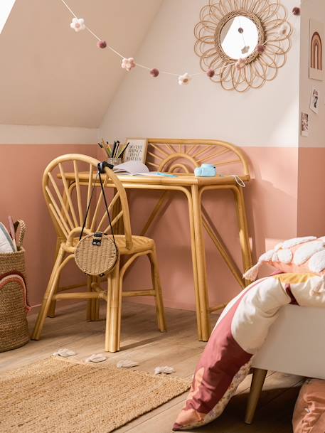 Bureau primaire en rotin Soleil bois - vertbaudet enfant 