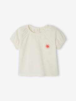 Baby-T-shirt, coltrui-T-shirt-Gehaakt babyshirt met bloemmotief
