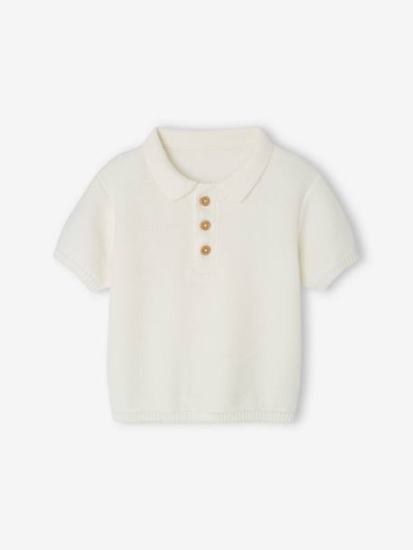 Polo en tricot bébé écru - vertbaudet enfant 