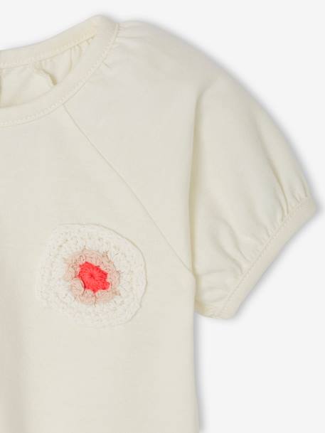 Gehaakt babyshirt met bloemmotief ecru - vertbaudet enfant 